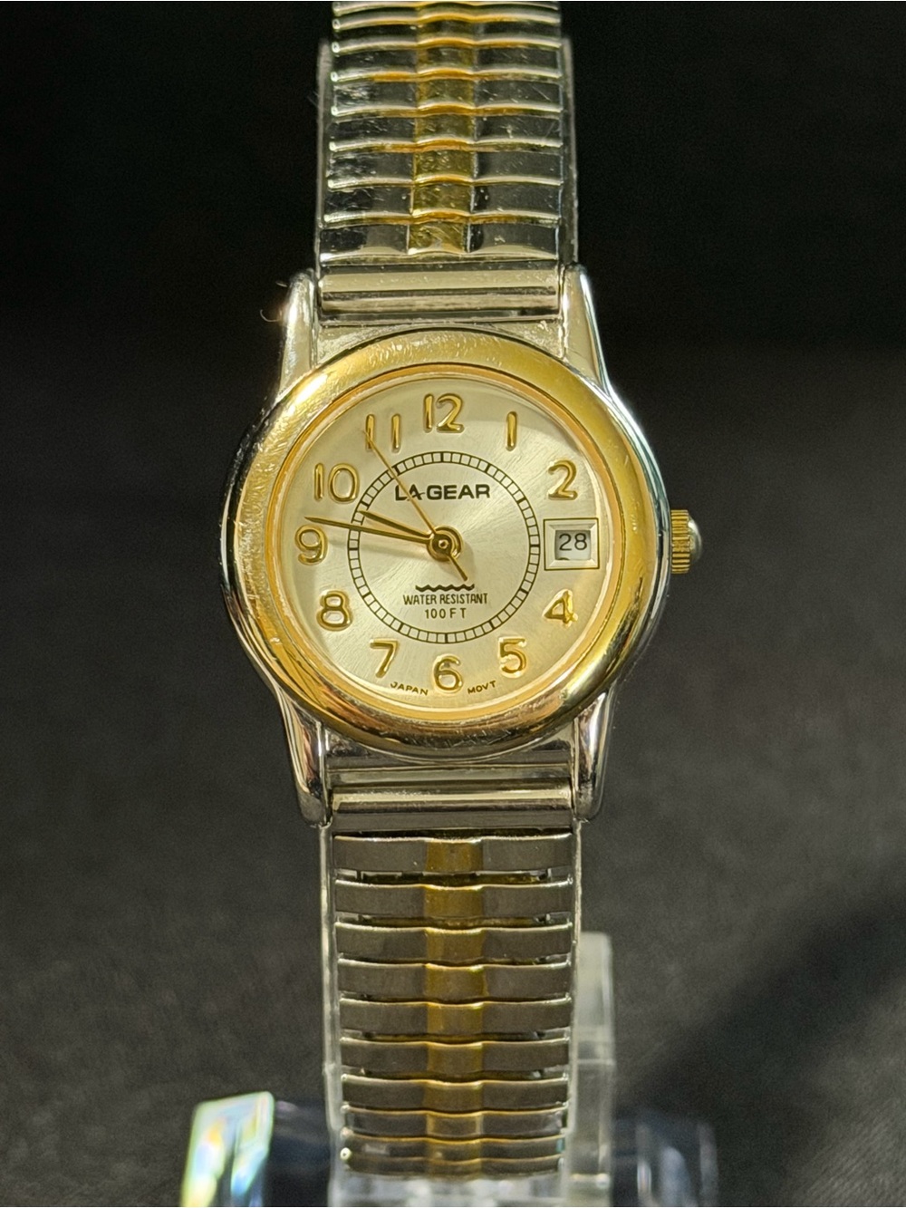 Vintage L.A. Gear Two-Tone Gold Silver Stretch Band Women's Watch